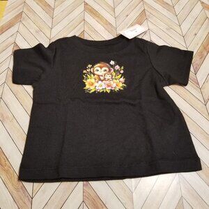 Baby / Toddler Monkey Shirt – Black Graphic Tee with Floral Monkey Design